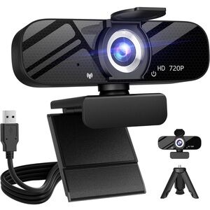 HD 720P Black Webcam with USB Connectivity